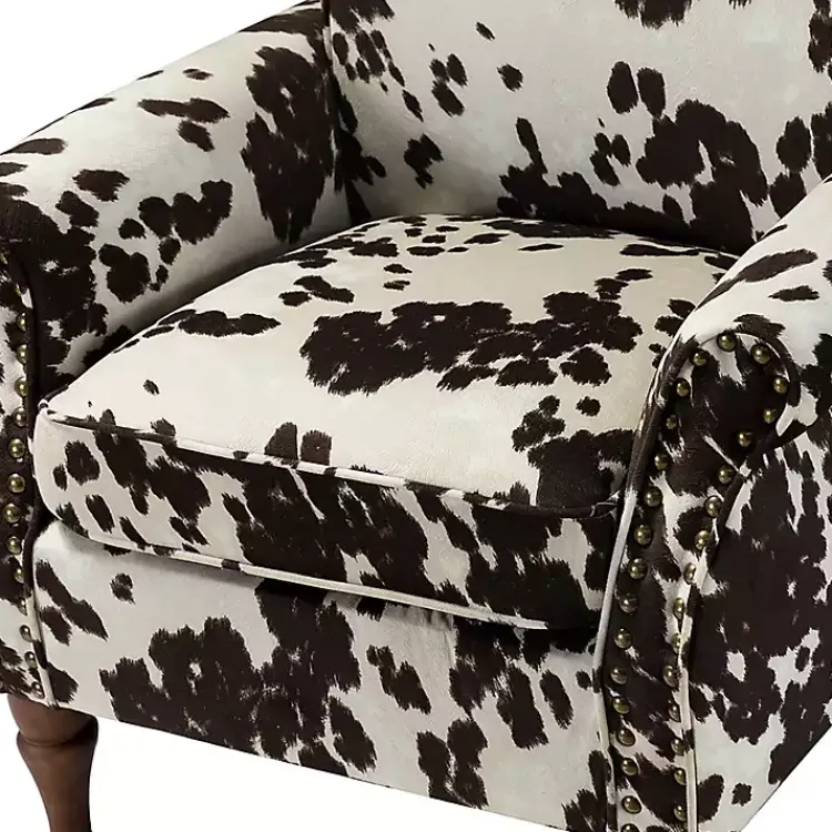 Accent Chairs-Kirklands Home Brown Cow Print Upholstered Accent Chair