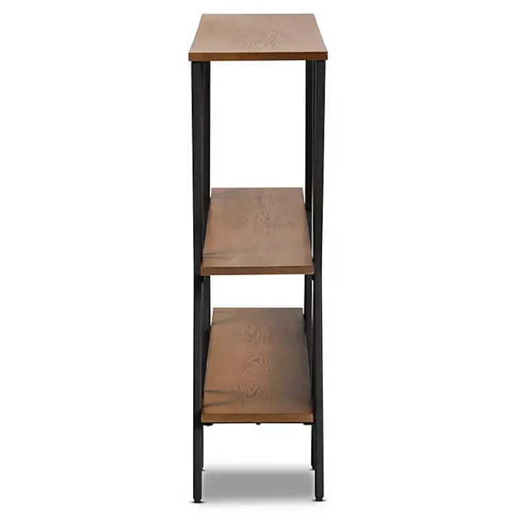 Console Tables-Kirklands Home Natural Wood and Metal 3-Tier Console Table