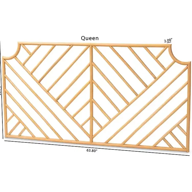 Beds & Headboards-Kirklands Home Geometric Weave Rat Queen Headboard Tan