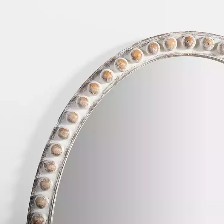 Decorative Mirrors-Kirklands Home Natural Wood Beaded Oval Mirror