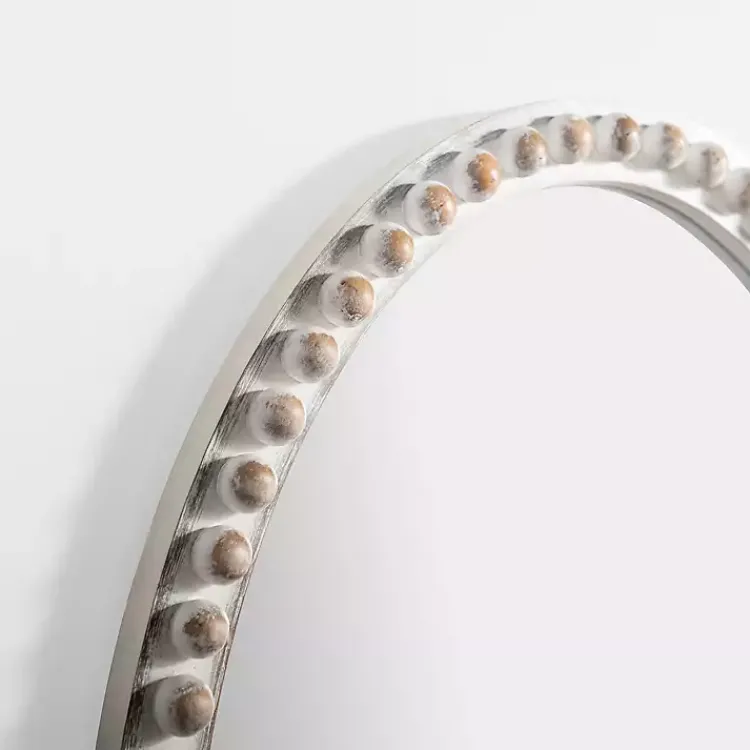 Decorative Mirrors-Kirklands Home Natural Wood Beaded Oval Mirror