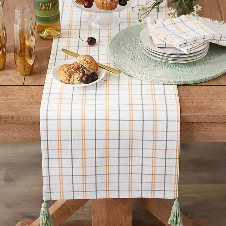 Table Linens-Kirklands Home Gather with Pumpkin Harvest Table Runner White