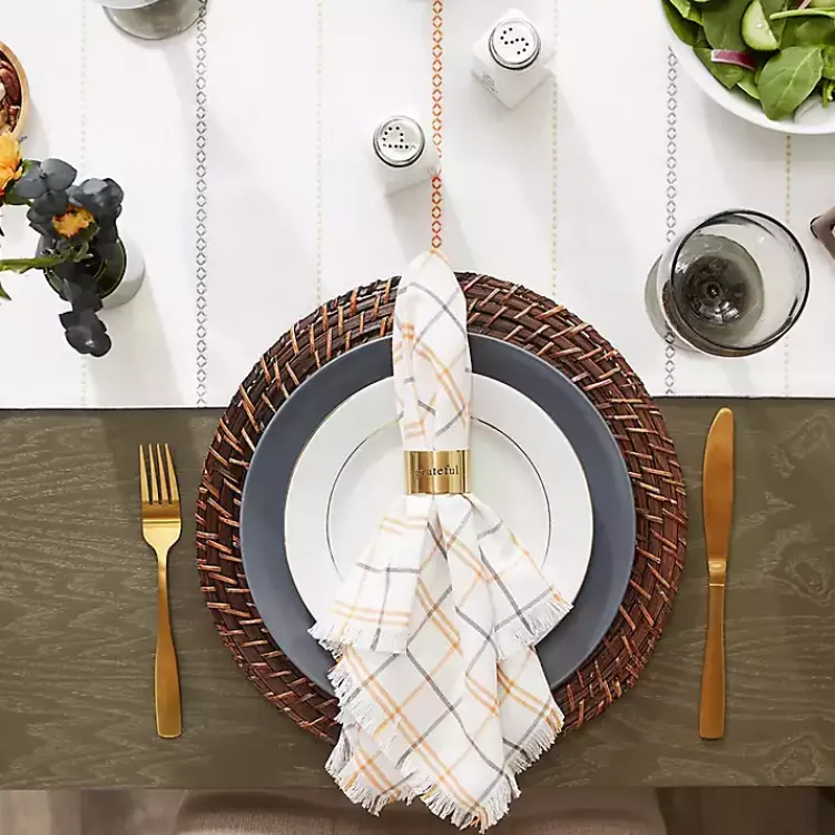 Table Linens-Kirklands Home Gather with Pumpkin Harvest Table Runner White
