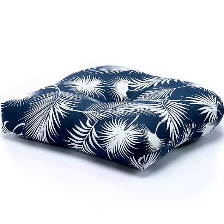 Outdoor Cushions & Pillows-Kirklands Home Navy Floral Outdoor Chair Cushion Blue
