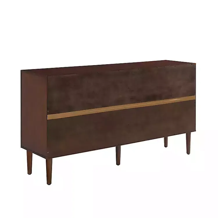 Cabinets & Sideboards-Kirklands Home Brown Wood and Gold 4-Door Cabinet