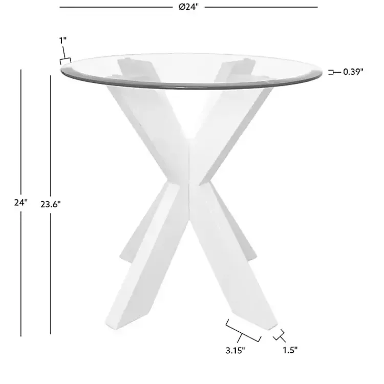 Accent & End Tables-Kirklands Home Wood and Glass Top X-Base Accent Table White