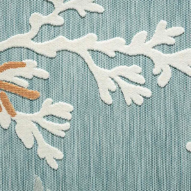 Outdoor Rugs-Kirklands Home Teal Coral Reef Area Rug, 5x7 Blue