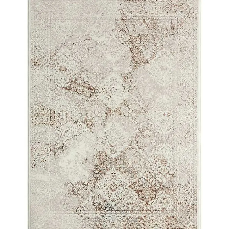 Area Rugs-Kirklands Home Beige Faded Damask Area Rug, 7x9 Tan