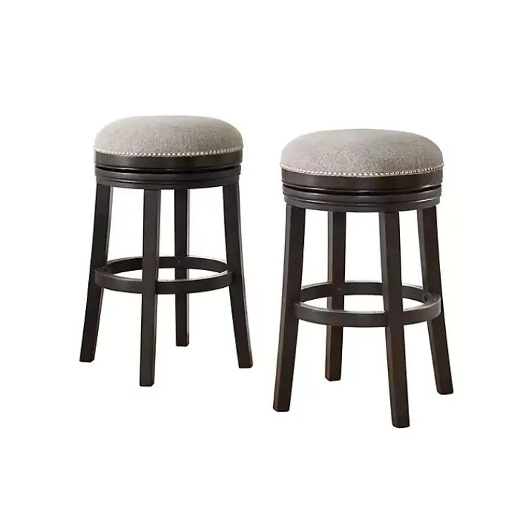 Bar Stools & Counter Height Stools-Kirklands Home Brown Wood Backless Swivel 2-pc. Bar Stool Set Gray