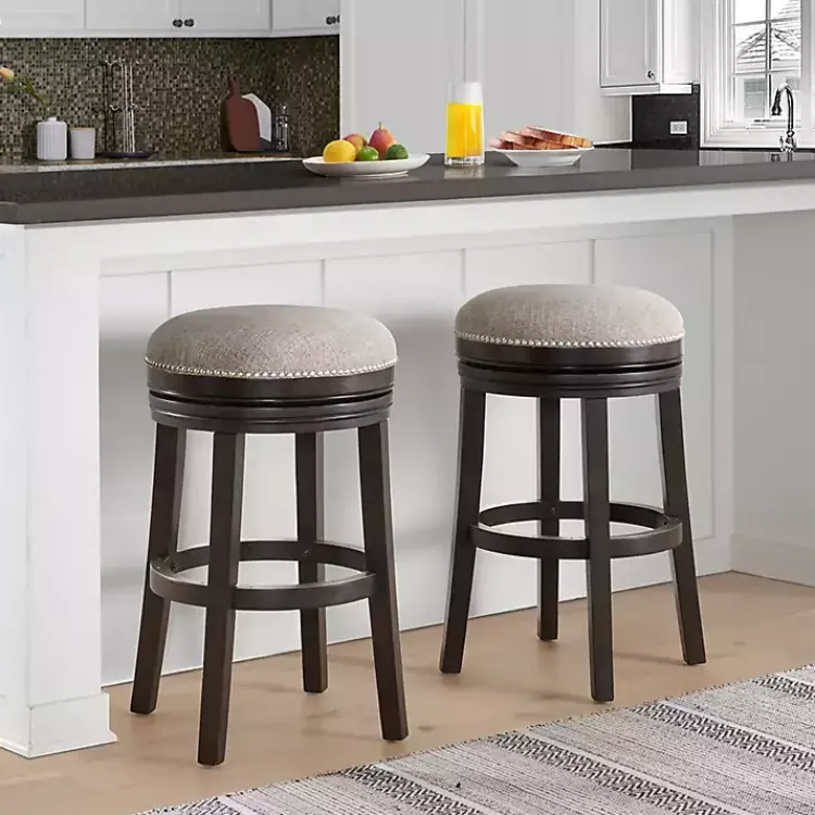 Bar Stools & Counter Height Stools-Kirklands Home Brown Wood Backless Swivel 2-pc. Bar Stool Set Gray