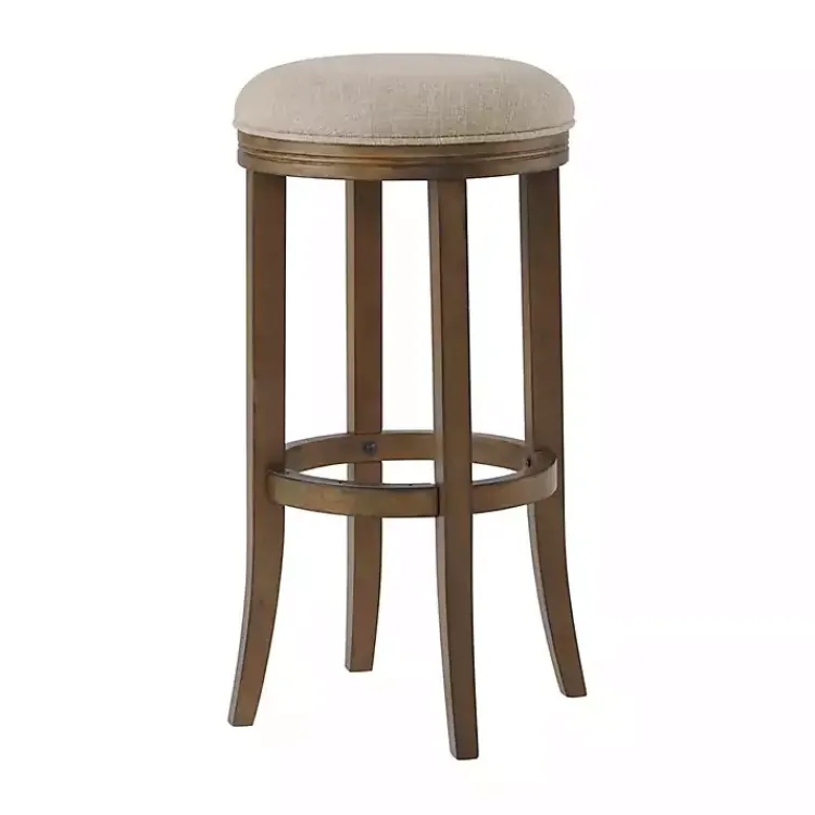 Bar Stools & Counter Height Stools-Kirklands Home Natural Linen and Wood Bar Stool Tan