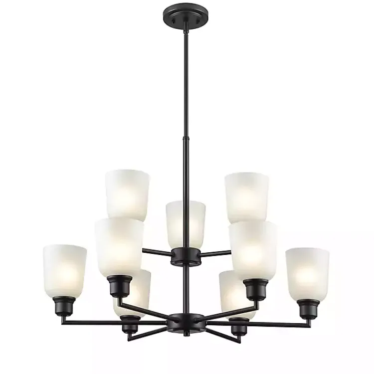 Chandeliers & Pendant Lighting-Kirklands Home Metal 9-Light Chandelier Black