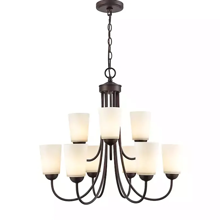 Chandeliers & Pendant Lighting-Kirklands Home Bronze Traditional 9-Light Chandelier
