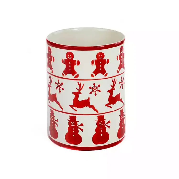 Serving & Entertaining-Kirklands Home Red Christmas Characters Utensil Holder