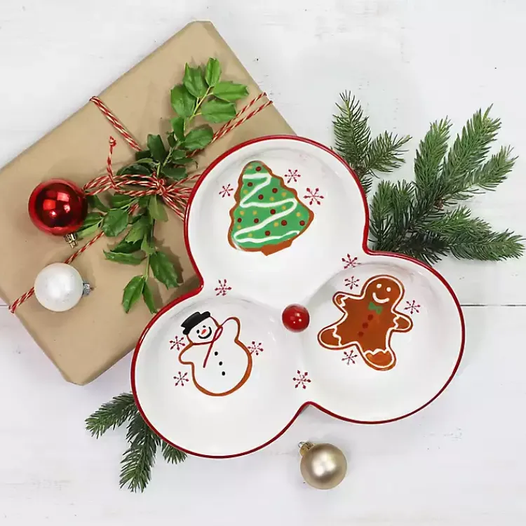 Serving & Entertaining-Kirklands Home Three-Section Christmas Serving Platter