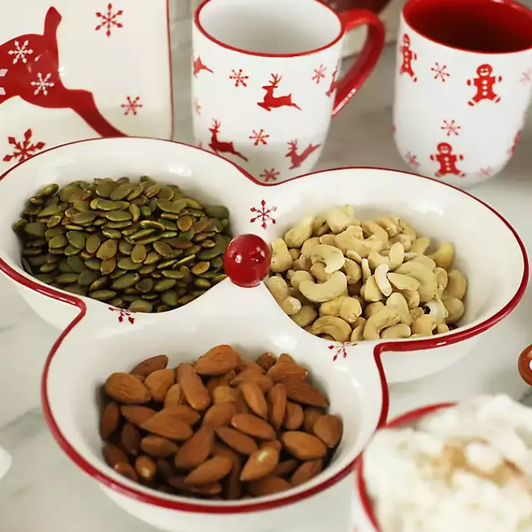 Serving & Entertaining-Kirklands Home Three-Section Christmas Serving Platter