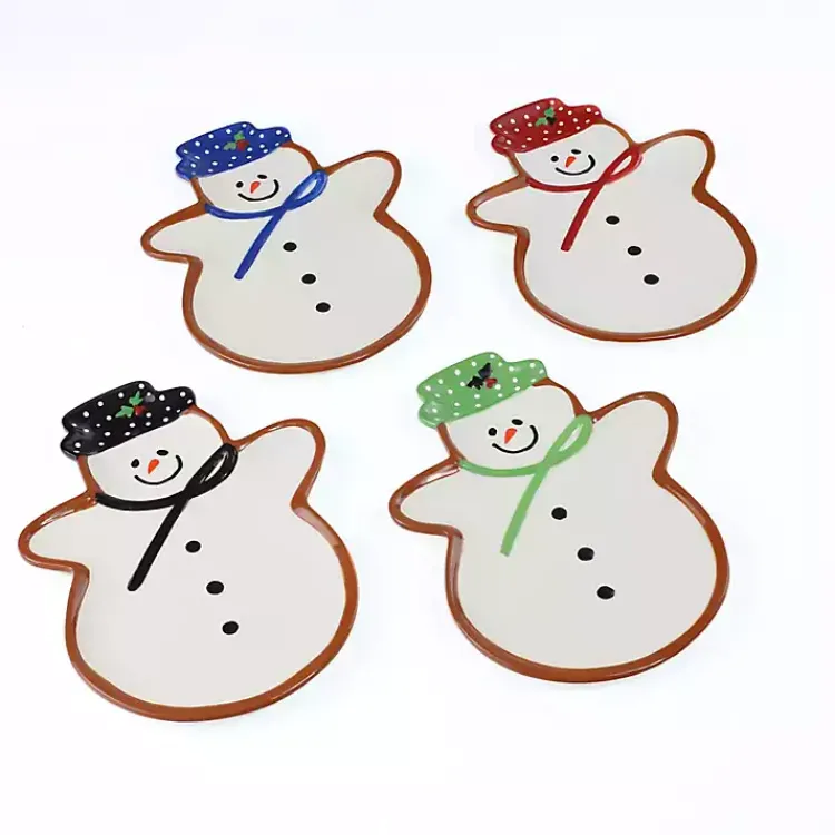 Serving & Entertaining-Kirklands Home Assorted Snowman Christmas Plates, Set of 4