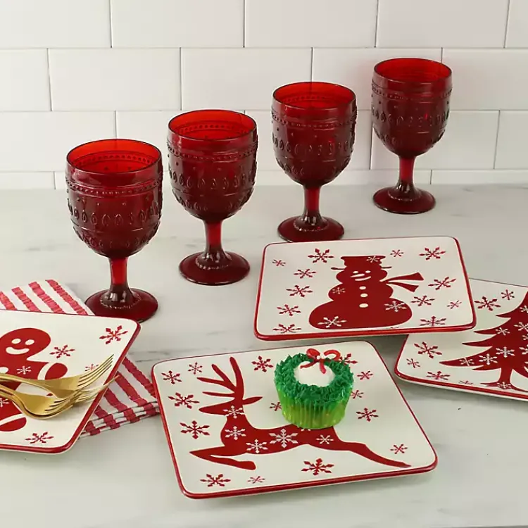 Serving & Entertaining-Kirklands Home Christmas Character Salad Plates, Set of 4
