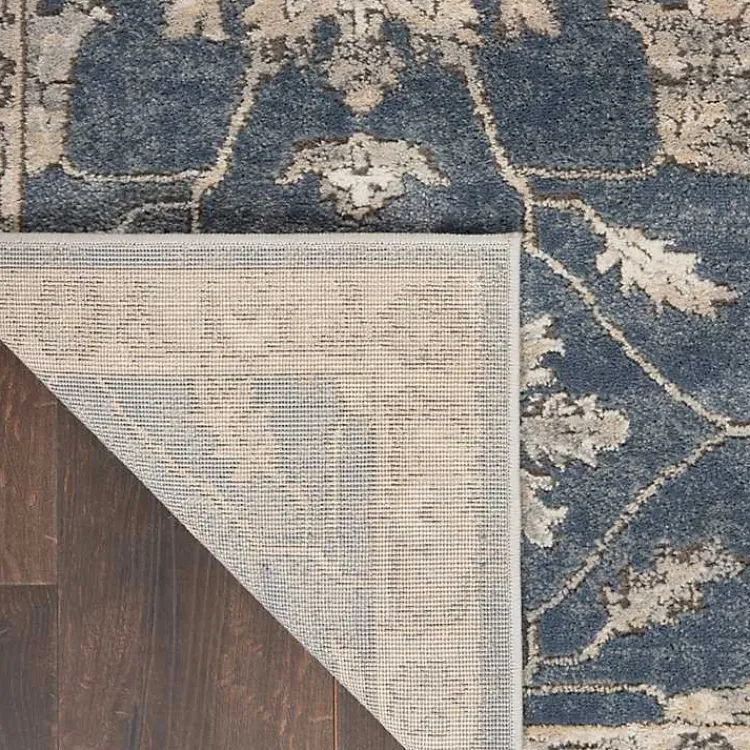 Area Rugs-Kirklands Home Smokey Blue and Ivory Floral Runner, 2x7