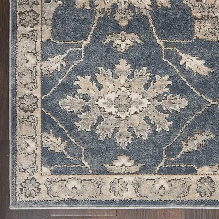 Area Rugs-Kirklands Home Smokey Blue and Ivory Floral Area Rug, 6x9