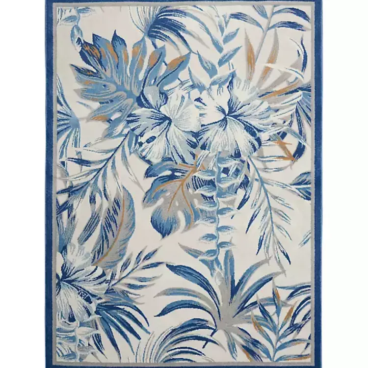 Area Rugs-Kirklands Home Blue Grand Leaf Coastal Area Rug, 5x7