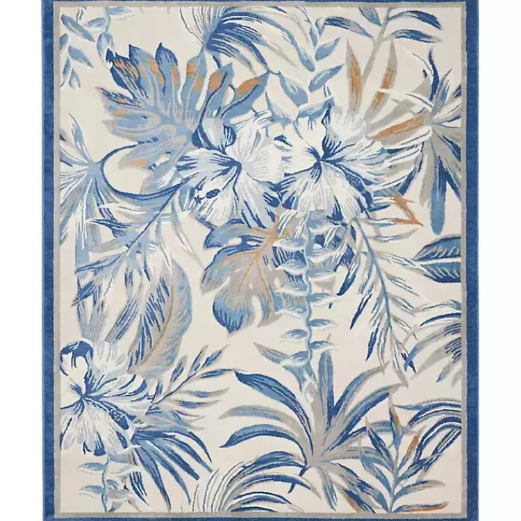 Area Rugs-Kirklands Home Blue Grand Leaf Coastal Area Rug, 7x9