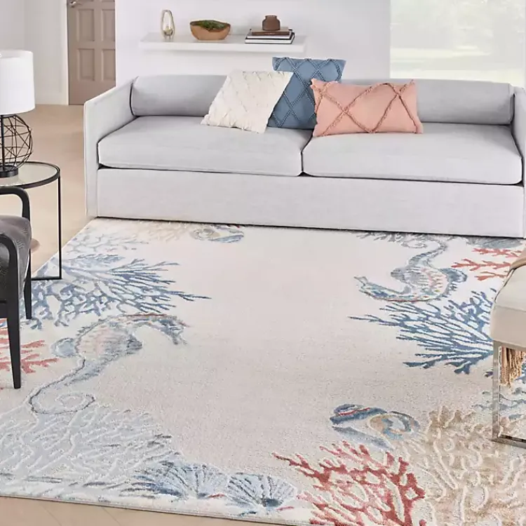 Area Rugs-Kirklands Home Ivory Underwater Paradise Area Rug, 7x9