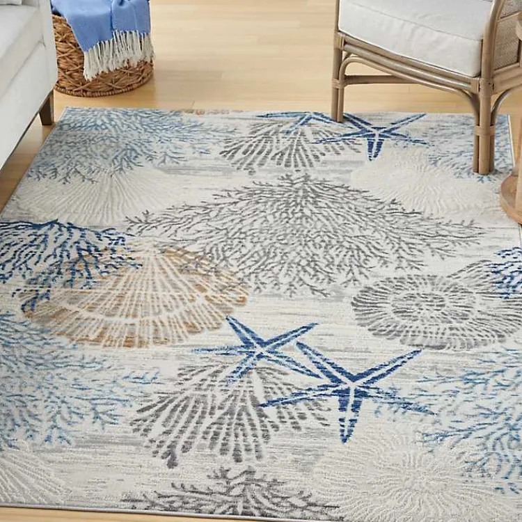 Area Rugs-Kirklands Home Aquamarine Starfish Coastal Area Rug, 5x7