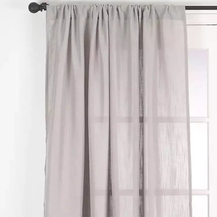Curtains & Drapes-Kirklands Home Sheer Dark Linen Curtain Panel, 108 in. Gray