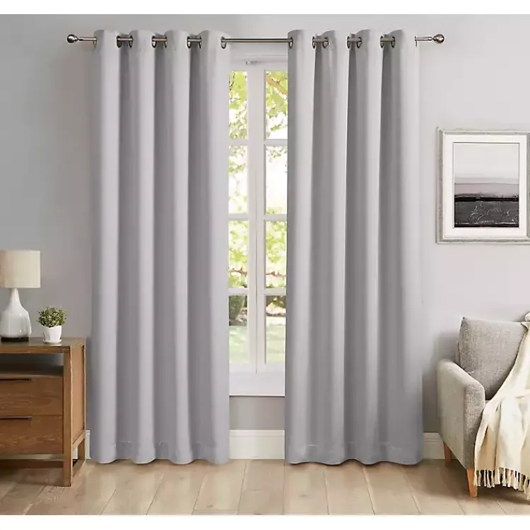 Curtains & Drapes-Kirklands Home Smoky Blackout Curtain Panel Set, 108 in. Gray