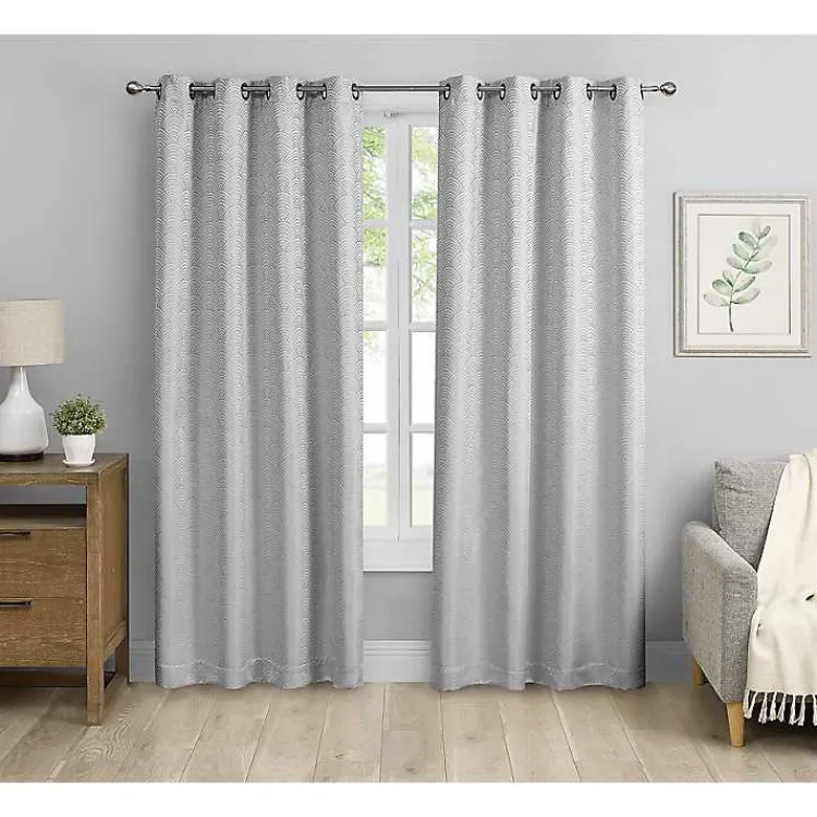 Curtains & Drapes-Kirklands Home Fans Blackout Curtain Panel Set, 108 in. Gray