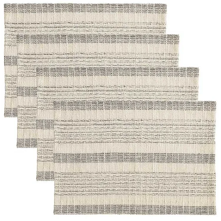 Table Linens-Kirklands Home Neutral Striped Woven Placemats, Set of 4