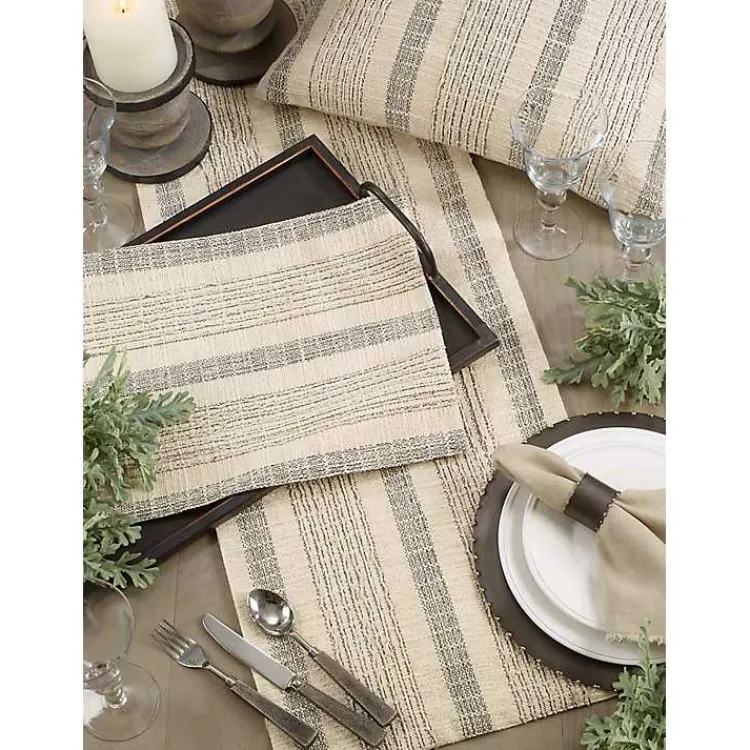 Table Linens-Kirklands Home Neutral Striped Woven Placemats, Set of 4