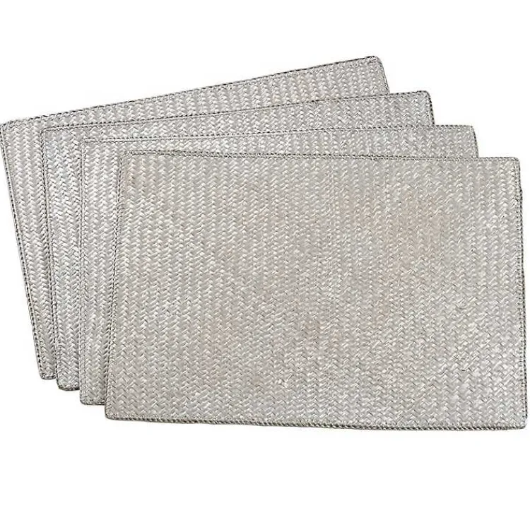 Table Linens-Kirklands Home Woven Water Hyacinth Placemats, Set of 4 Silver