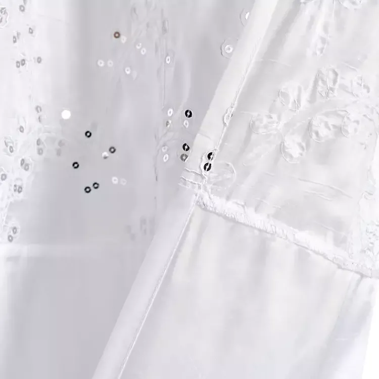 Shower Curtains-Kirklands Home Sequined Shower Curtain White