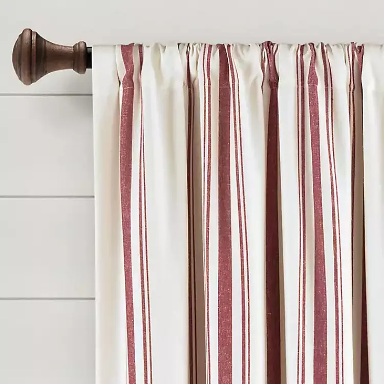 Curtains & Drapes-Kirklands Home Red Farmhouse Stripe Curtain Panels, Set of 2