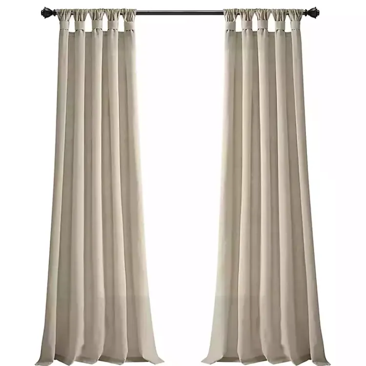 Curtains & Drapes-Kirklands Home Beige Burlap Knotted Curtain Panel Set, 108 in. Tan