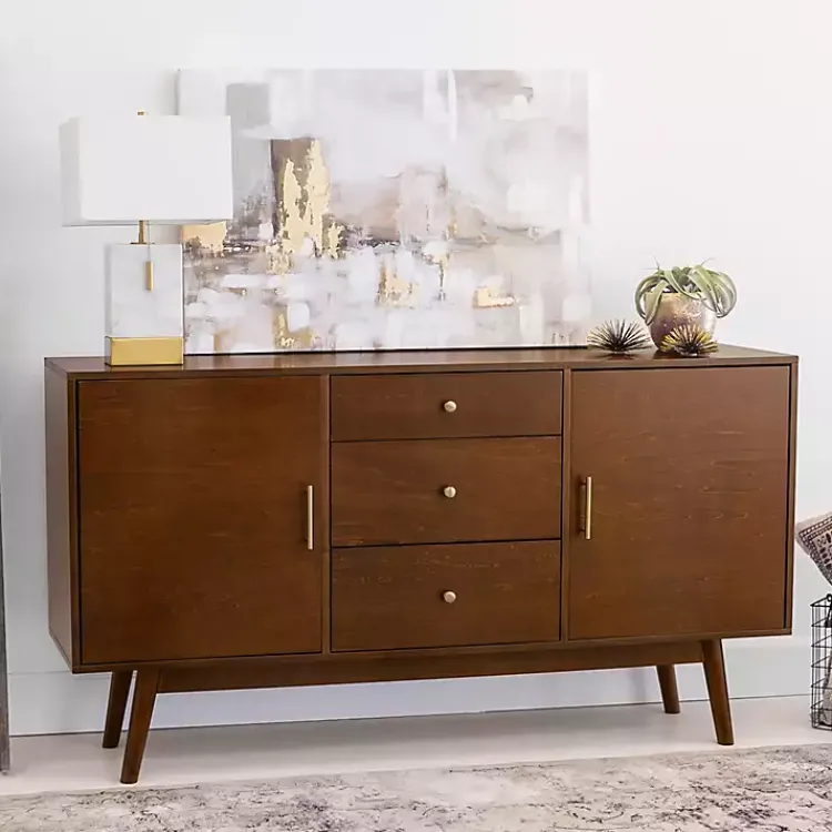 Console Tables-Kirklands Home Warm Brown Mid-Century Modern Storage Console