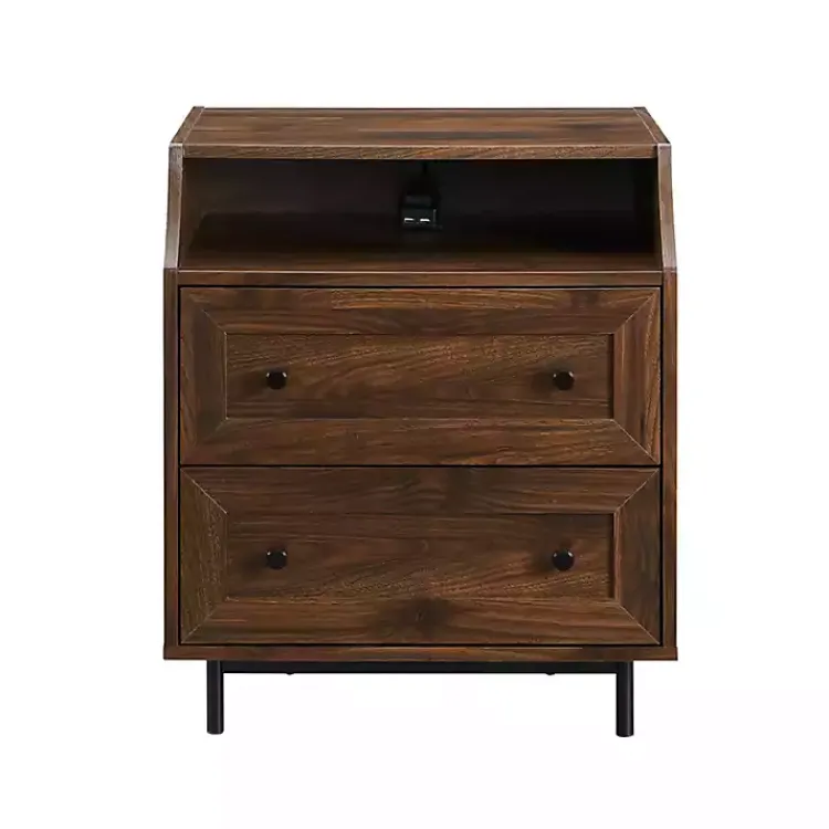 Nightstands-Kirklands Home Warm Brown Curved Top Nightstand Table