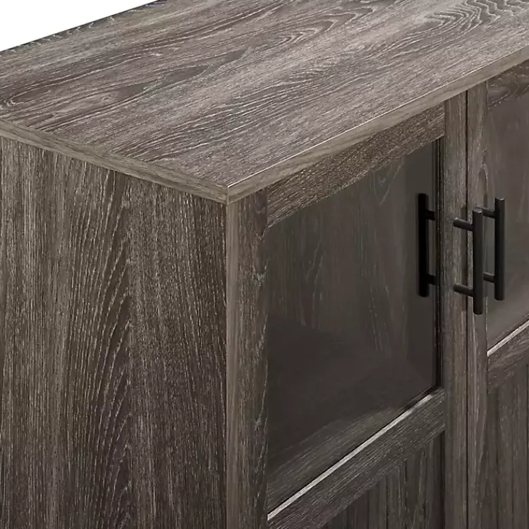 Cabinets & Sideboards-Kirklands Home Wood Glass Windows Storage Cabinet Gray