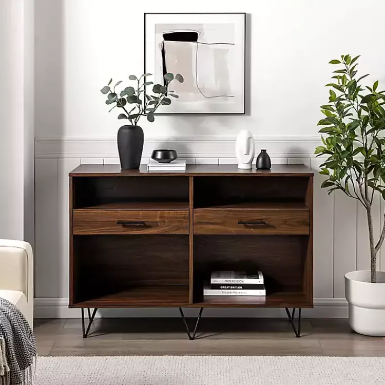 Console Tables-Kirklands Home Doreen Dark Brown Hairpin Console Table