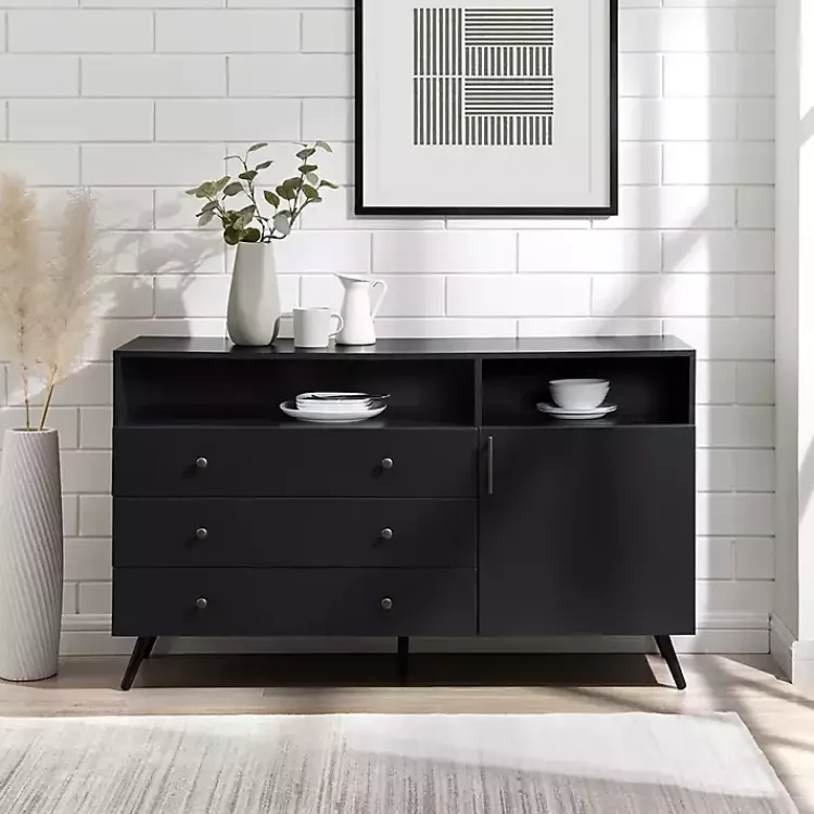 Cabinets & Sideboards-Kirklands Home Midnight Mid-Century Modern Sideboard