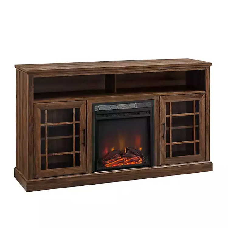 Tv Stands & Media Consoles-Kirklands Home Wood 2-Door LED Fireplace Cabinet Brown