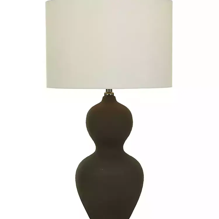 Table Lamps-Kirklands Home Black Ceramic Hourglass Simple Large Table Lamp White