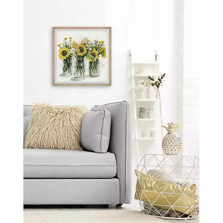 Framed Art-Kirklands Home Deckled Sunflower Trio Framed Art Print