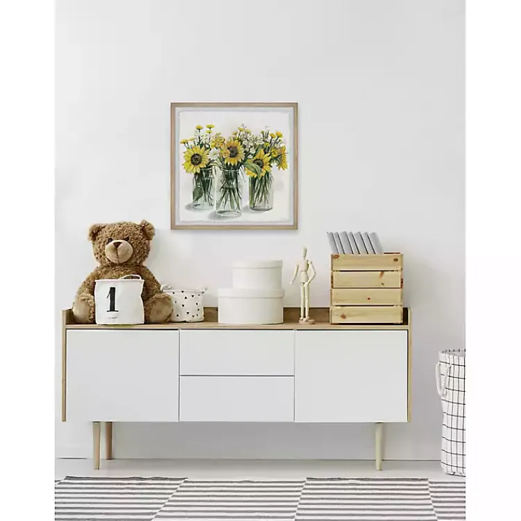 Framed Art-Kirklands Home Deckled Sunflower Trio Framed Art Print