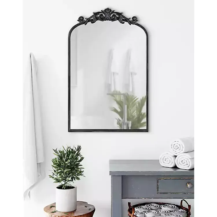 Decorative Mirrors-Kirklands Home Arendahl Arched Mirror, 19x31 in. Black