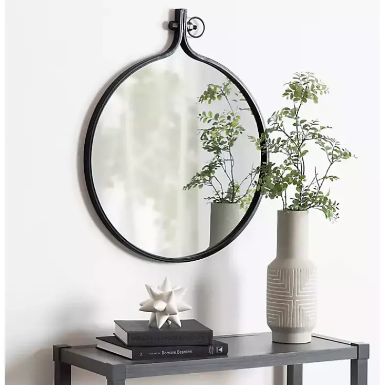 Decorative Mirrors-Kirklands Home Metal Yitro Wall Mirror Black