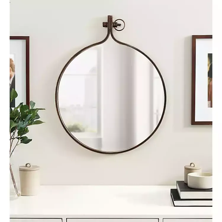 Decorative Mirrors-Kirklands Home Bronze Metal Yitro Wall Mirror Brown