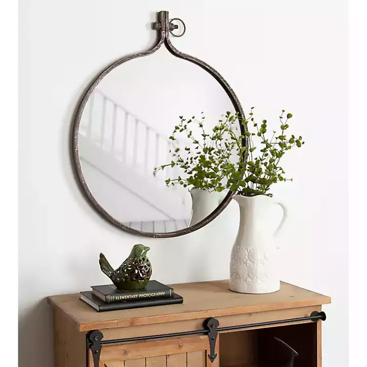 Decorative Mirrors-Kirklands Home Bronze Metal Yitro Wall Mirror Brown